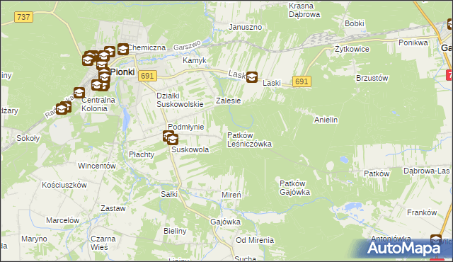 mapa Patków Leśniczówka, Patków Leśniczówka na mapie Targeo