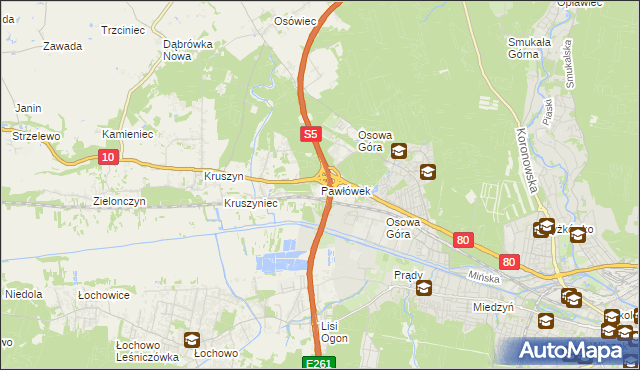 mapa Pawłówek gmina Sicienko, Pawłówek gmina Sicienko na mapie Targeo