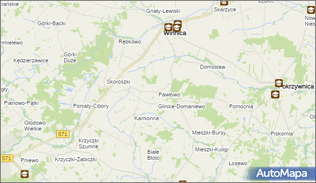 mapa Pawłowo gmina Winnica, Pawłowo gmina Winnica na mapie Targeo