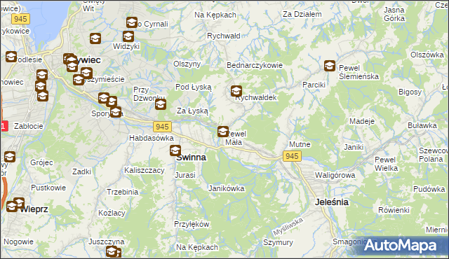 mapa Pewel Mała, Pewel Mała na mapie Targeo