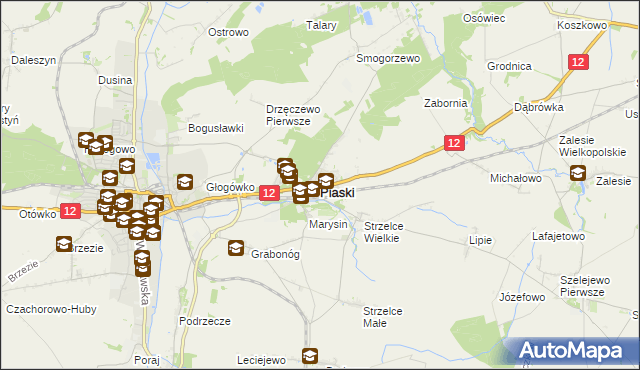 mapa Piaski powiat gostyński, Piaski powiat gostyński na mapie Targeo