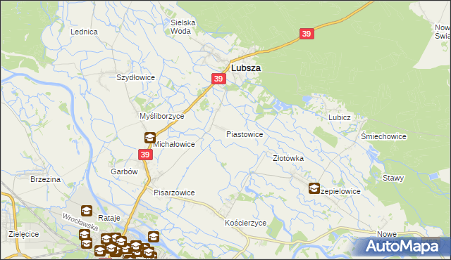 mapa Piastowice gmina Lubsza, Piastowice gmina Lubsza na mapie Targeo