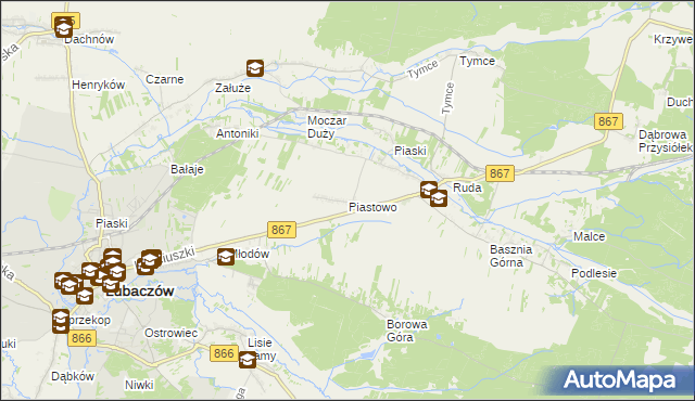 mapa Piastowo gmina Lubaczów, Piastowo gmina Lubaczów na mapie Targeo
