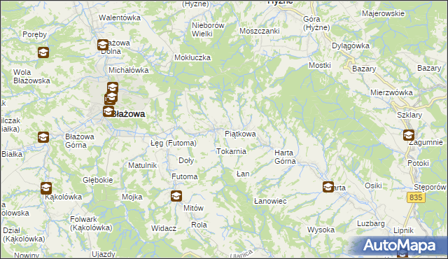 mapa Piątkowa gmina Błażowa, Piątkowa gmina Błażowa na mapie Targeo
