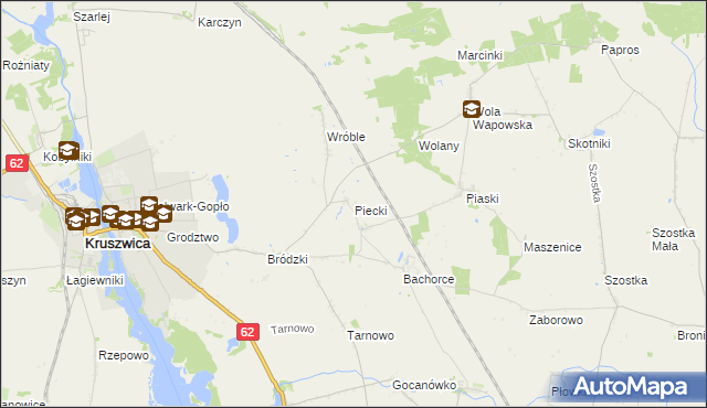 mapa Piecki gmina Kruszwica, Piecki gmina Kruszwica na mapie Targeo