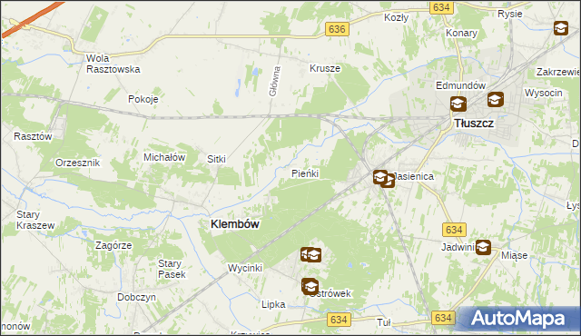 mapa Pieńki gmina Klembów, Pieńki gmina Klembów na mapie Targeo