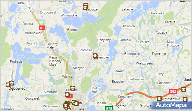 mapa Pierściec, Pierściec na mapie Targeo