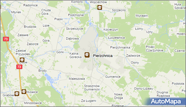 mapa Pierzchnica powiat kielecki, Pierzchnica powiat kielecki na mapie Targeo