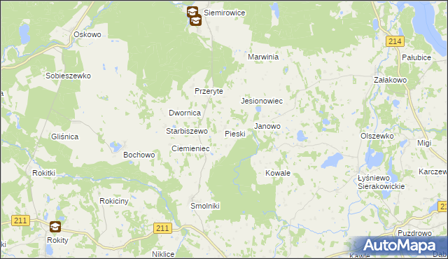 mapa Pieski gmina Cewice, Pieski gmina Cewice na mapie Targeo
