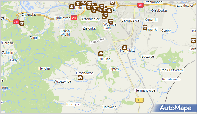 mapa Pikulice, Pikulice na mapie Targeo