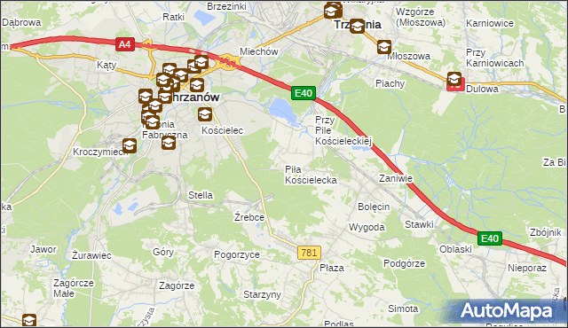 mapa Piła Kościelecka, Piła Kościelecka na mapie Targeo
