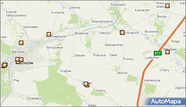 mapa Piołunka, Piołunka na mapie Targeo