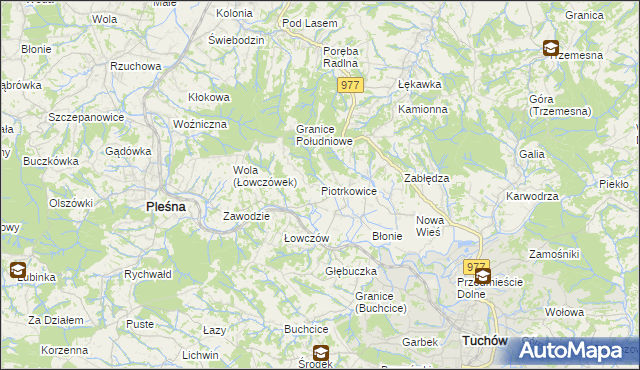 mapa Piotrkowice gmina Tuchów, Piotrkowice gmina Tuchów na mapie Targeo