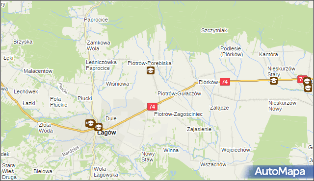 mapa Piotrów-Gułaczów, Piotrów-Gułaczów na mapie Targeo
