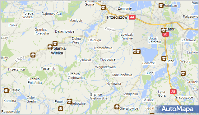 mapa Piotrowice gmina Przeciszów, Piotrowice gmina Przeciszów na mapie Targeo