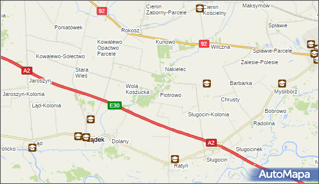 mapa Piotrowo gmina Lądek, Piotrowo gmina Lądek na mapie Targeo