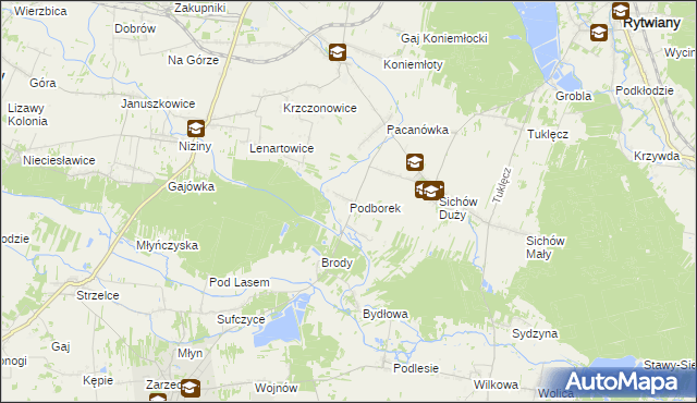 mapa Podborek gmina Rytwiany, Podborek gmina Rytwiany na mapie Targeo