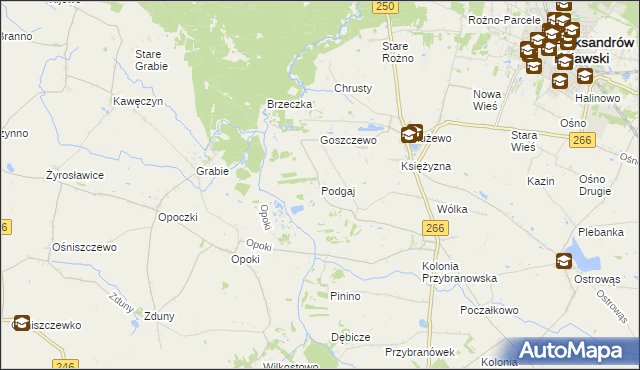 mapa Podgaj gmina Aleksandrów Kujawski, Podgaj gmina Aleksandrów Kujawski na mapie Targeo