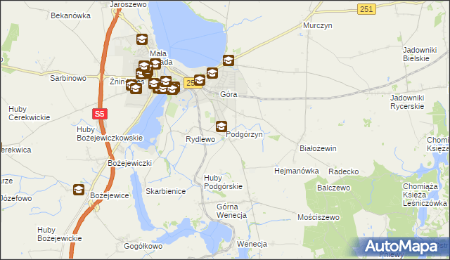 mapa Podgórzyn gmina Żnin, Podgórzyn gmina Żnin na mapie Targeo