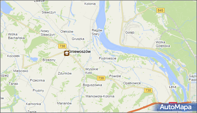 mapa Podmieście gmina Gniewoszów, Podmieście gmina Gniewoszów na mapie Targeo