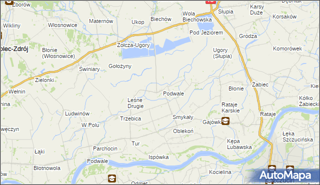 mapa Podwale gmina Pacanów, Podwale gmina Pacanów na mapie Targeo