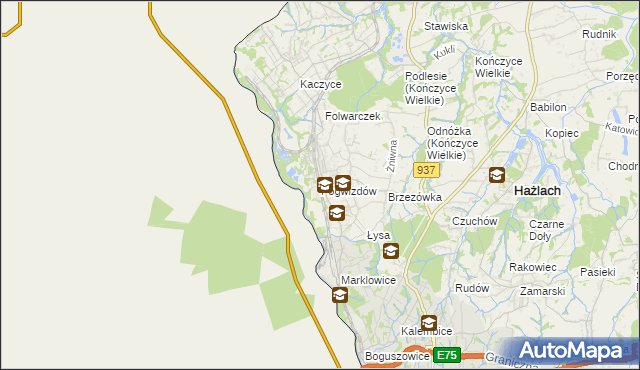 mapa Pogwizdów gmina Hażlach, Pogwizdów gmina Hażlach na mapie Targeo