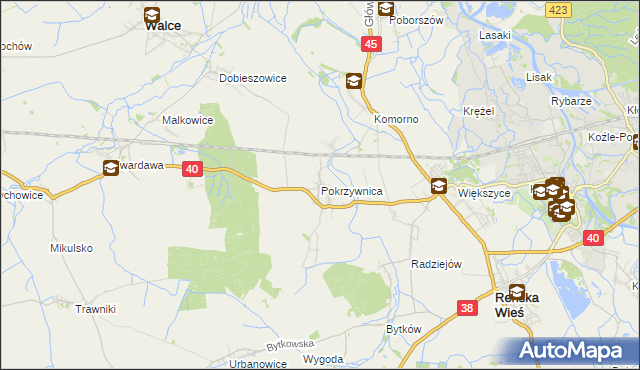 mapa Pokrzywnica gmina Reńska Wieś, Pokrzywnica gmina Reńska Wieś na mapie Targeo