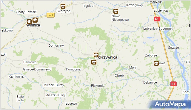 mapa Pokrzywnica powiat pułtuski, Pokrzywnica powiat pułtuski na mapie Targeo