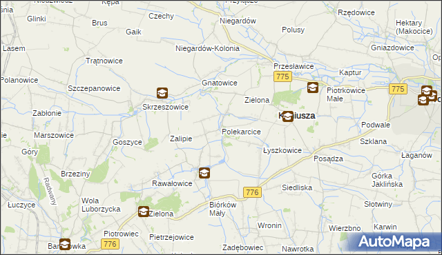 mapa Polekarcice, Polekarcice na mapie Targeo