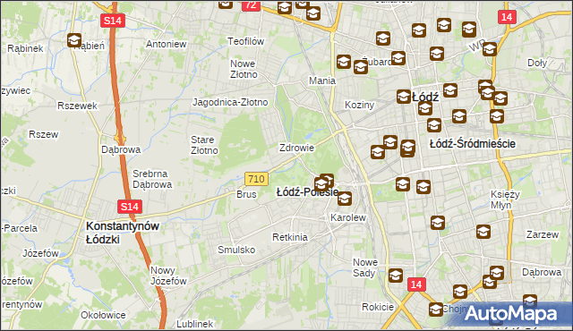 mapa Polesie gmina Łódź, Polesie gmina Łódź na mapie Targeo