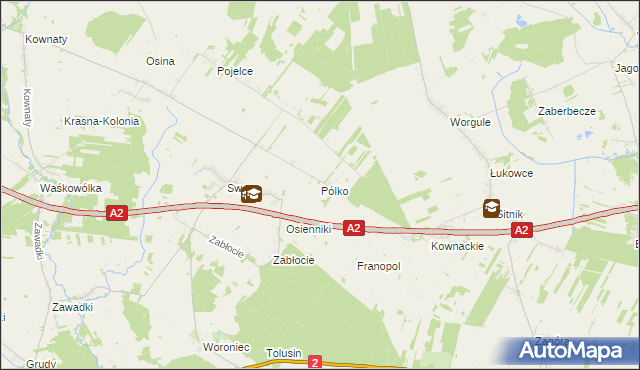 mapa Pólko gmina Biała Podlaska, Pólko gmina Biała Podlaska na mapie Targeo