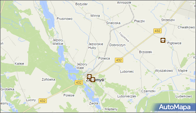 mapa Polwica gmina Zaniemyśl, Polwica gmina Zaniemyśl na mapie Targeo
