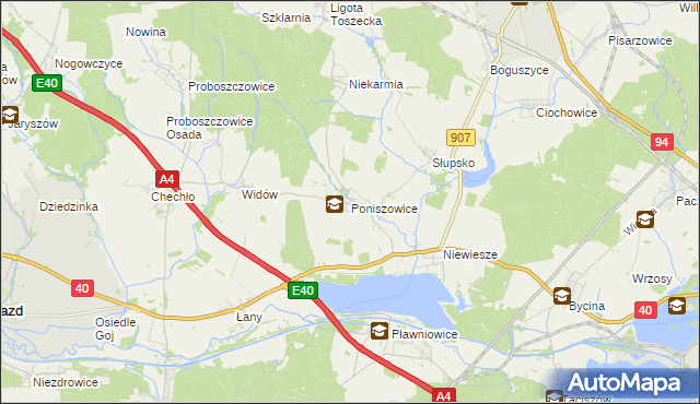 mapa Poniszowice, Poniszowice na mapie Targeo