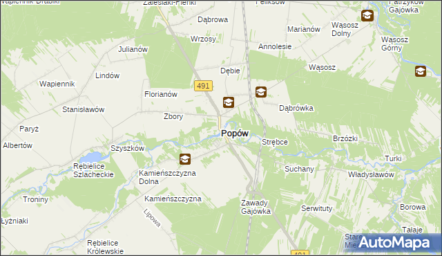 mapa Popów powiat kłobucki, Popów powiat kłobucki na mapie Targeo