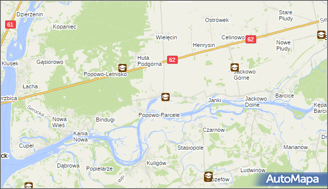 mapa Popowo Kościelne gmina Somianka, Popowo Kościelne gmina Somianka na mapie Targeo