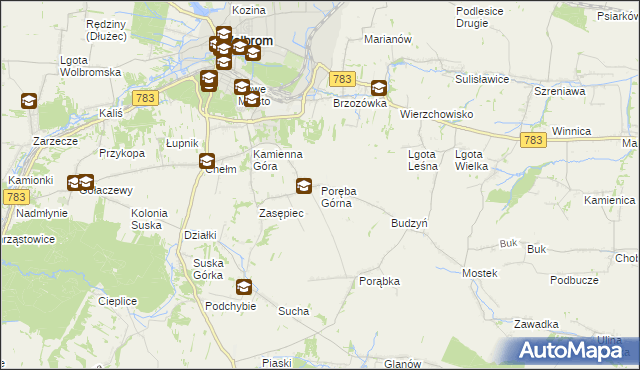 mapa Poręba Górna, Poręba Górna na mapie Targeo