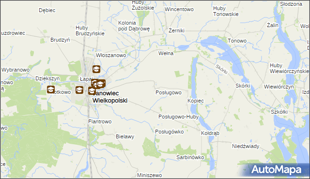 mapa Posługowo, Posługowo na mapie Targeo