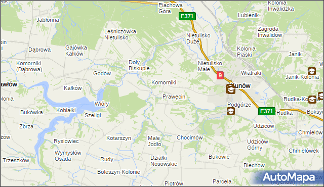 mapa Prawęcin, Prawęcin na mapie Targeo