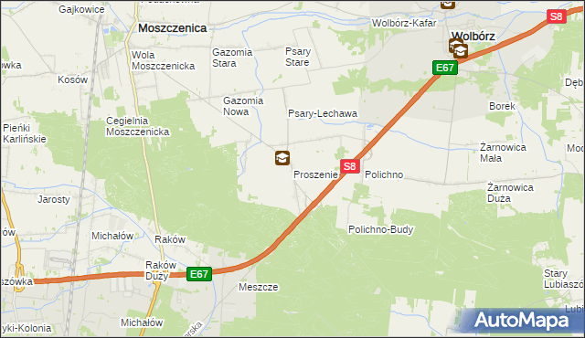 mapa Proszenie, Proszenie na mapie Targeo