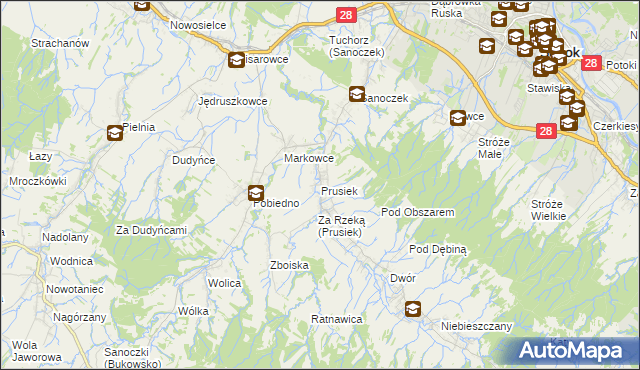 mapa Prusiek, Prusiek na mapie Targeo