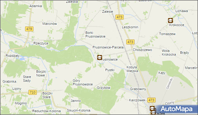 mapa Prusinowice gmina Szadek, Prusinowice gmina Szadek na mapie Targeo