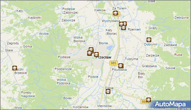 mapa Przecław powiat mielecki, Przecław powiat mielecki na mapie Targeo