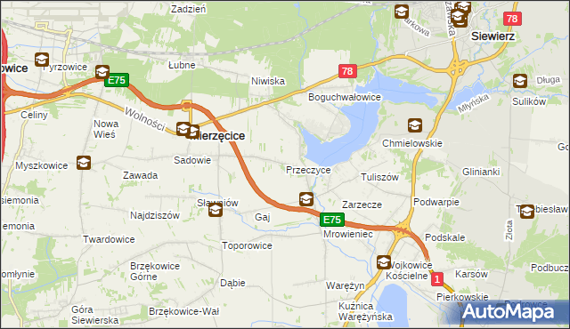 mapa Przeczyce, Przeczyce na mapie Targeo