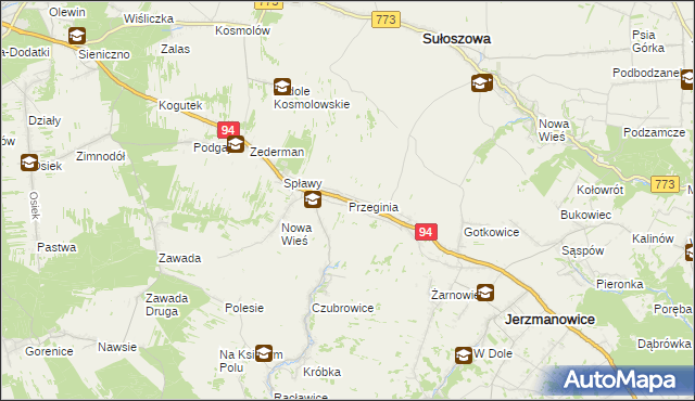 mapa Przeginia, Przeginia na mapie Targeo