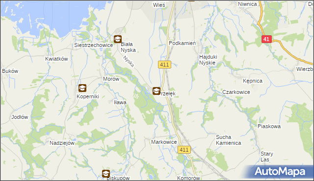 mapa Przełęk gmina Nysa, Przełęk gmina Nysa na mapie Targeo