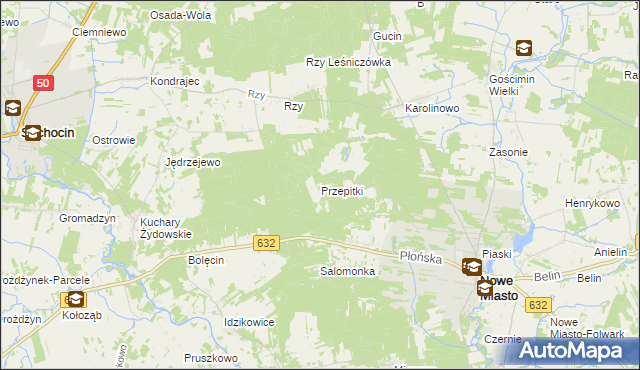 mapa Przepitki gmina Nowe Miasto, Przepitki gmina Nowe Miasto na mapie Targeo