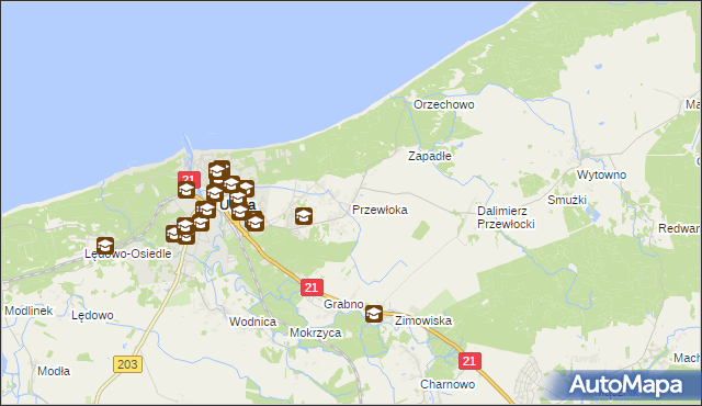 mapa Przewłoka gmina Ustka, Przewłoka gmina Ustka na mapie Targeo