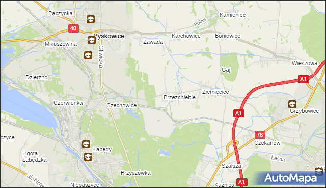 mapa Przezchlebie, Przezchlebie na mapie Targeo