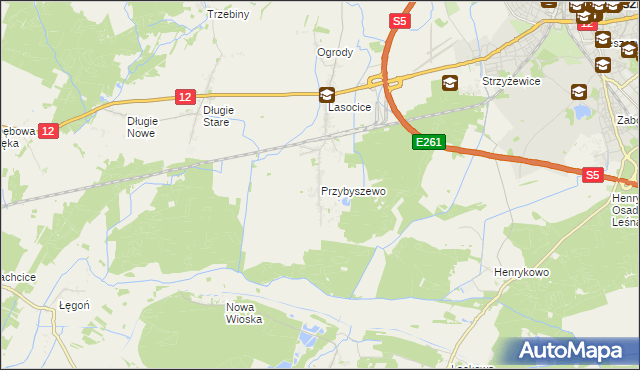 mapa Przybyszewo gmina Święciechowa, Przybyszewo gmina Święciechowa na mapie Targeo