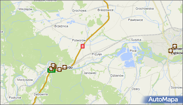 mapa Przyłęk gmina Bardo, Przyłęk gmina Bardo na mapie Targeo